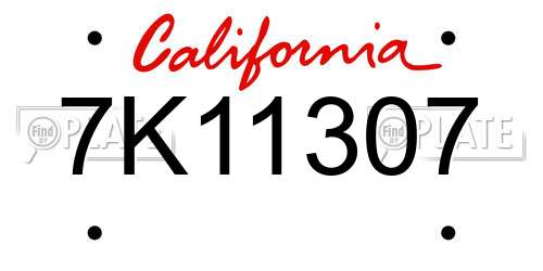 7K11307 California License Plate