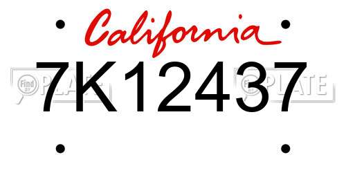 7K12437 California License Plate