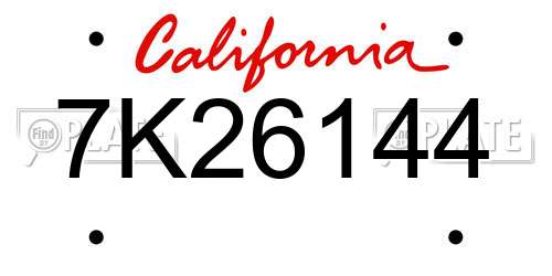 7K26144 California License Plate