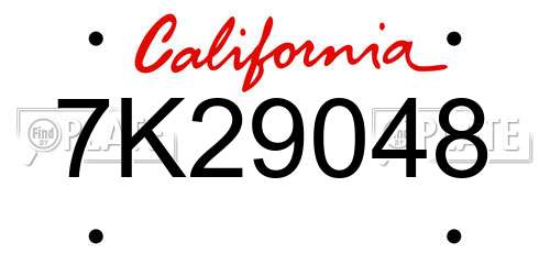 7K29048 California License Plate
