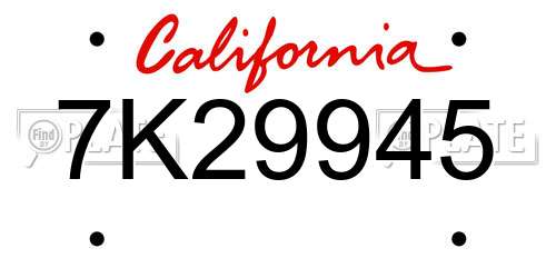 7K29945 California License Plate