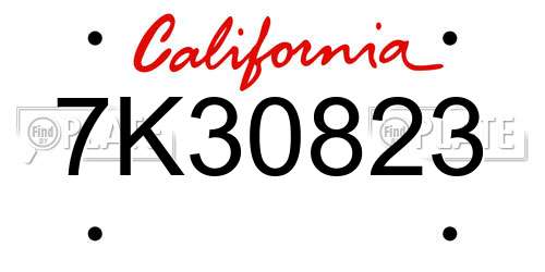 7K30823 California License Plate