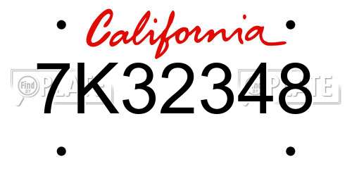 7K32348 California License Plate