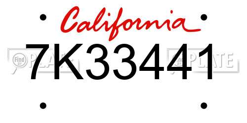 7K33441 California License Plate