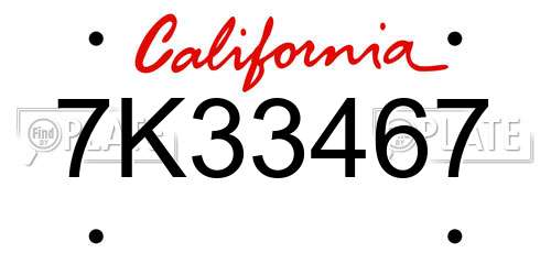7K33467 California License Plate