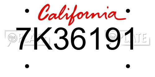 7K36191 California License Plate