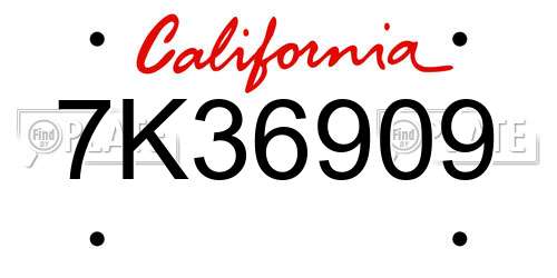 7K36909 California License Plate