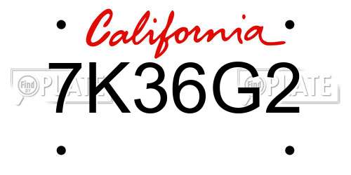 7K36G2 California License Plate