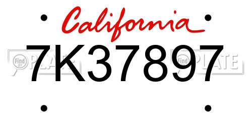 7K37897 California License Plate