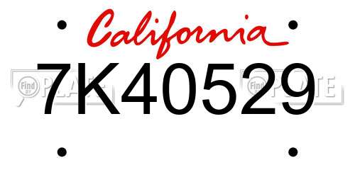 7K40529 California License Plate