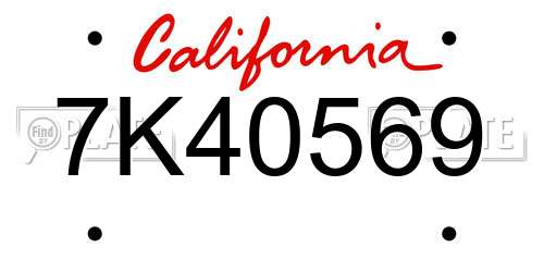 7K40569 California License Plate