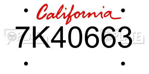 7K40663 California License Plate