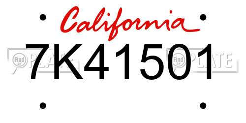7K41501 California License Plate