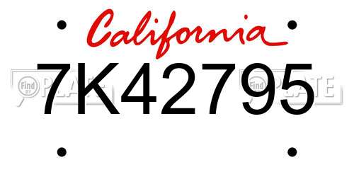 7K42795 California License Plate