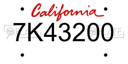 7K43200 California License Plate