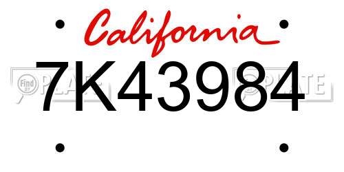 7K43984 California License Plate
