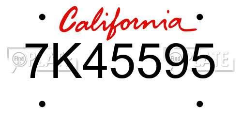 7K45595 California License Plate