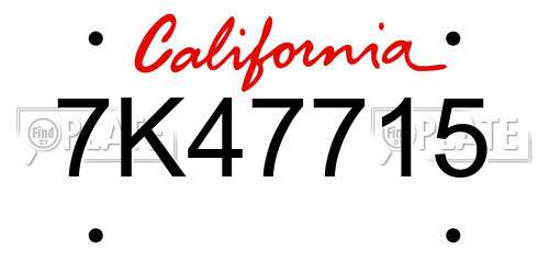 7K47715 California License Plate