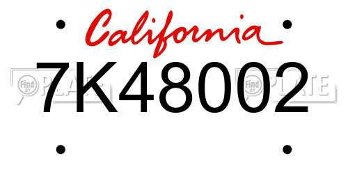7K48002 California License Plate