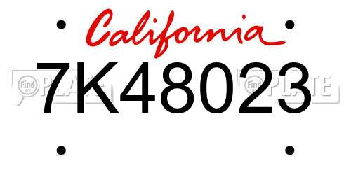 7K48023 California License Plate