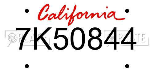 7K50844 California License Plate