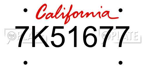 7K51677 California License Plate