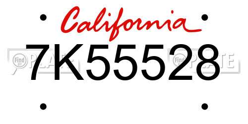 7K55528 California License Plate
