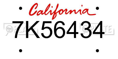 7K56434 California License Plate