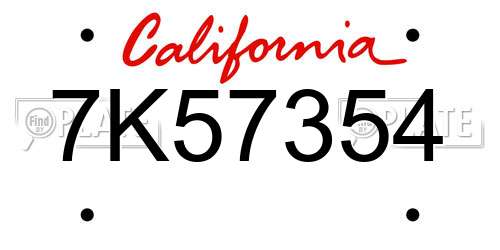 7K57354 California License Plate