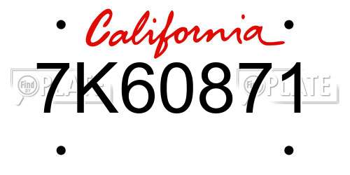 7K60871 California License Plate
