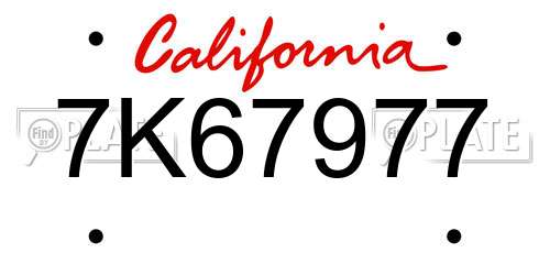 7K67977 California License Plate