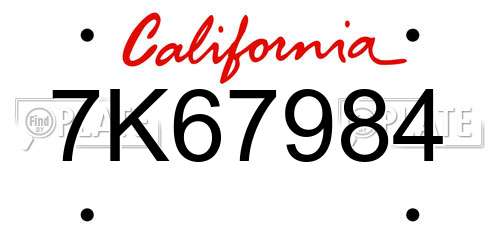 7K67984 California License Plate