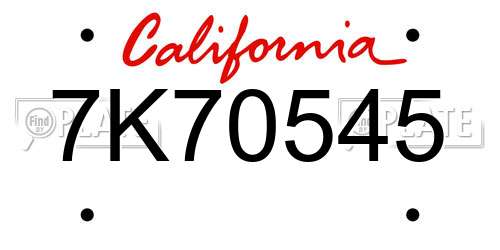 7K70545 California License Plate