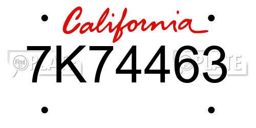 7K74463 California License Plate