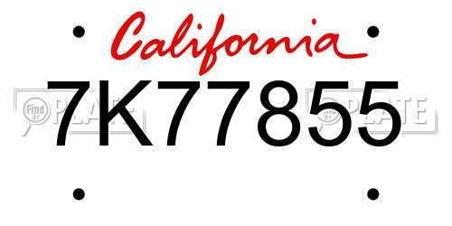 7K77855 California License Plate