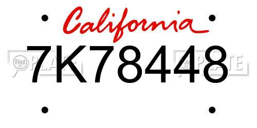 7K78448 California License Plate