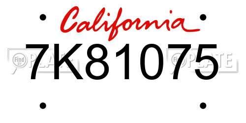 7K81075 California License Plate