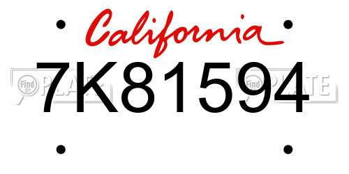 7K81594 California License Plate