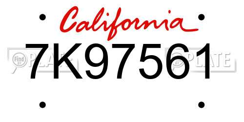 7K97561 California License Plate