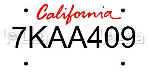 7KAA409 California License Plate