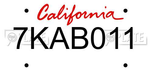 7KAB011 California License Plate