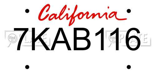 7KAB116 California License Plate