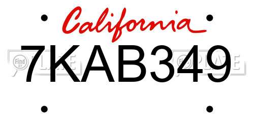 7KAB349 California License Plate