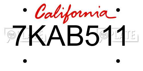 7KAB511 California License Plate