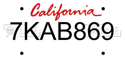 7KAB869 California License Plate