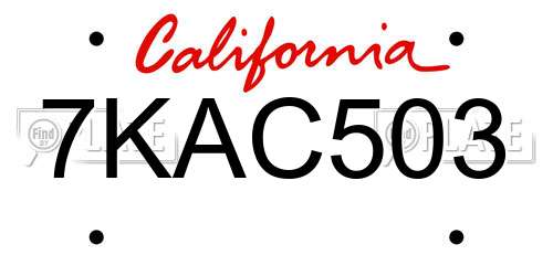 7KAC503 California License Plate
