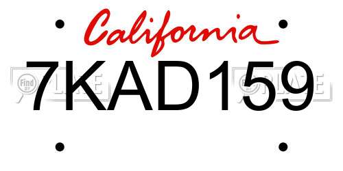 7KAD159 California License Plate