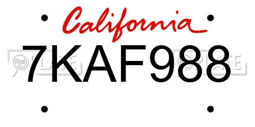 7KAF988 California License Plate