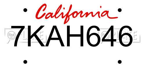 7KAH646 California License Plate