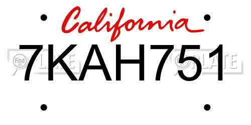 7KAH751 California License Plate